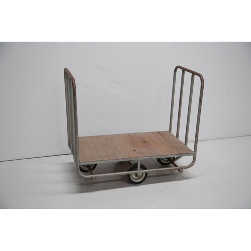 50 - Metal and Timber Bank Trolley (110 cm W x 90 cm H x 63 cm D)