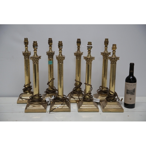 54 - Set of 8 Brass Corinthian Column Lamps (13 cm W x 43 cm H)