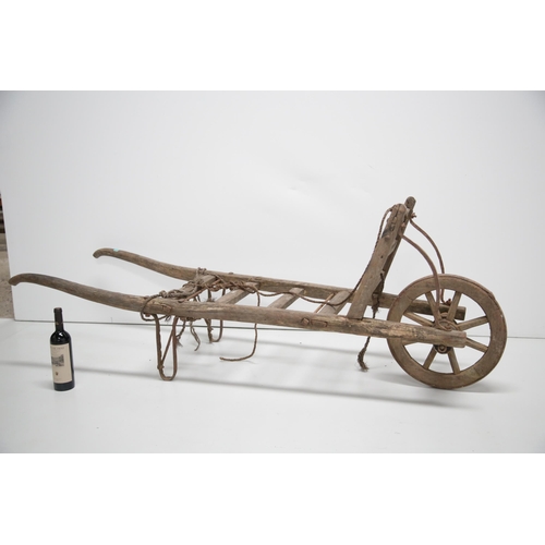 6 - Antique Ash and Metal Stepped Design Sack Truck (60 cm W x 185 cm H x 70 cm D)