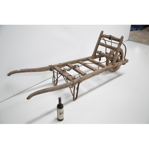 6 - Antique Ash and Metal Stepped Design Sack Truck (60 cm W x 185 cm H x 70 cm D)