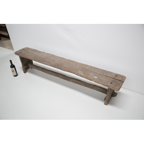 7 - Early 19th Century Rustic  Ash Bench (176 cm W x 38 cm H x 29 cm D)