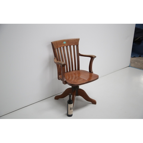 9 - Edwardian Oak Swivel Desk Chair (60 cm W x 90 cm H x 55 cm D)