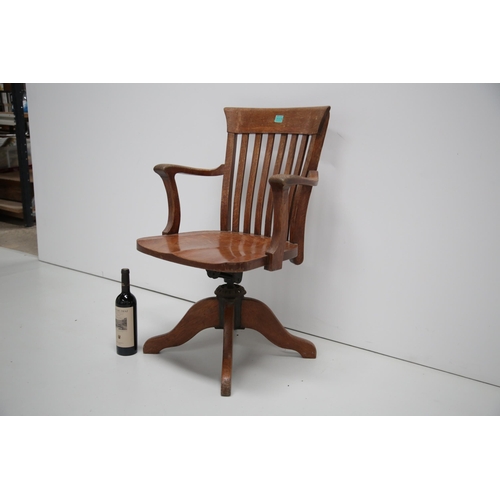 9 - Edwardian Oak Swivel Desk Chair (60 cm W x 90 cm H x 55 cm D)