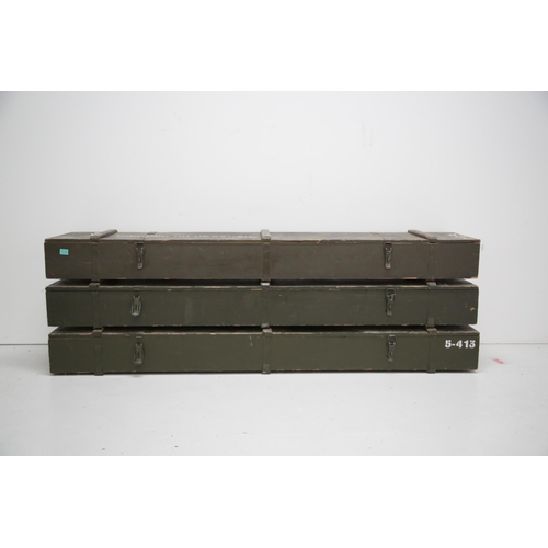 96 - Set of 3 Munitions Boxes (200 cm W x 20 cm H x 28 cm D)