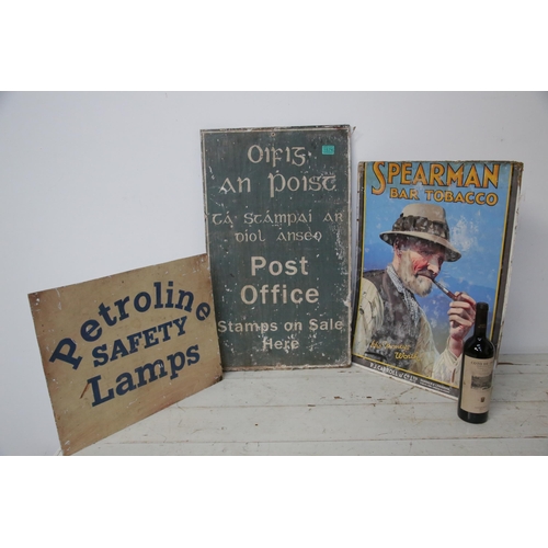 3 Vintage Signs, P.J Carroll & Co. Post Office and Petroline