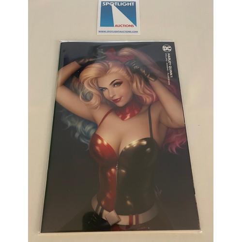 71 - Harley Quinn #1  - Warren Louw Minimal Trade (Virgin) Variant, Rare and Exclusive Black Flag Comics ... 