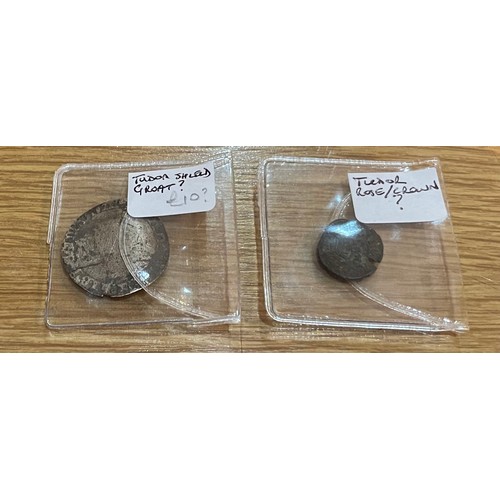 237 - BrItish Historical Coins - 2 x Tudor coins. One Groat and one clipped small coin. Assessed by coin c... 