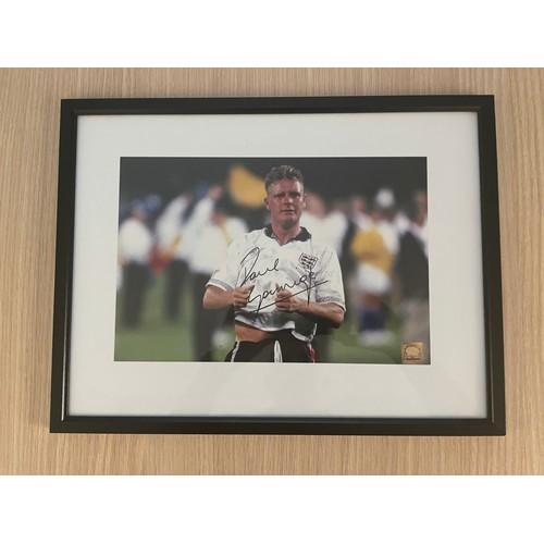 230A - Paul Gascoigne Signed Italia 90 Framed Autograph Photograph with official COA Hologram.