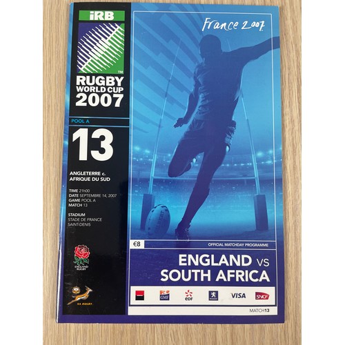 496 - RUGBY -2 x Programmes from the 2007 Rugby World Cup held in France. Featuring a Group A Match -  Eng... 