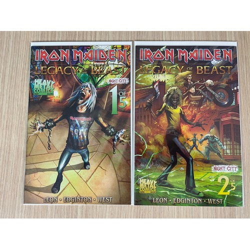 488 - IRON MAIDEN - Legacy of the Beast Pt 2- NIGHT CITY Comic Book Set. Complete set of #1 -5. Heavy Meta... 