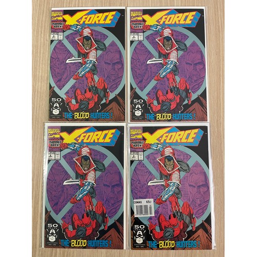 61 - X-Force #2 (4 copies - second appearance of Deadpool). Marvel Comics (1991) VF/NM Condition. Bagged ... 