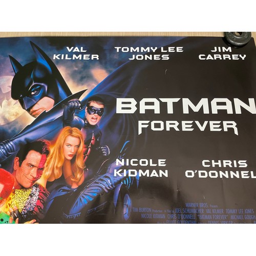 163 - BATMAN FOREVER. Original UK Quad Film Movie Cinema Double Sided Poster (1995). Very Good condition, ... 