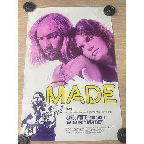 159 - MADE (1972) - Original UK One-sheet Cinema Film Poster. Carol White. Cult British Movie. 
Excellent ... 