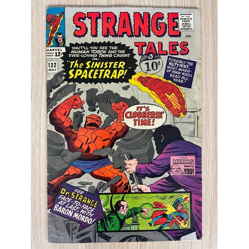 106 - STRANGE TALES #132 - The Thing, Fantastic Four, Dr Strange. Marvel Comics 1965. FN Condition. Bagged... 