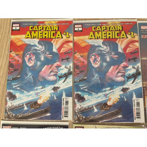 343 - CAPTAIN AMERICA BUNDLE - 10 Marvel Comics. Featuring 2 x Copies of Captain America #1 (2018) plus St... 