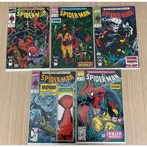 378 - Spider-Man #8-12 (‘Perceptions’ by McFarlane, guest starring Wolverine) Marvel Comics 1991. All Bagg... 