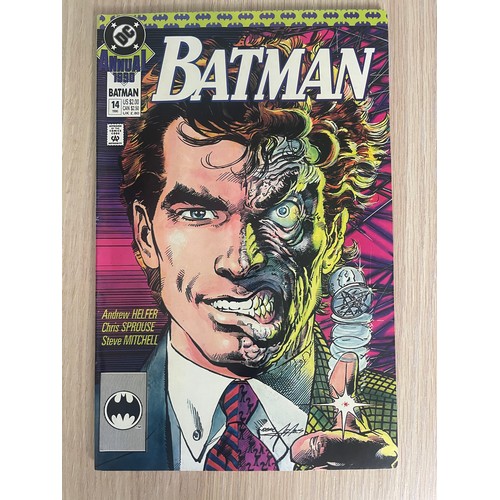 BATMAN ANNUAL #14 DC Comics 1990. Featuring the origins of Two-Face. VFN  Condition. Bagged and Board
