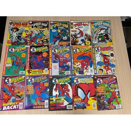 247 - Spider-man UK Comics Job Lot - Marvel Comics UK versions featuring Spider-man Comics weekly, Spectac... 