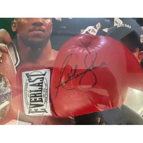 477 - ANTHONY JOSHUA SIGNED EVERLAST BOXING GLOVE Mounted in wood/perspex display case. Includes Certifica... 