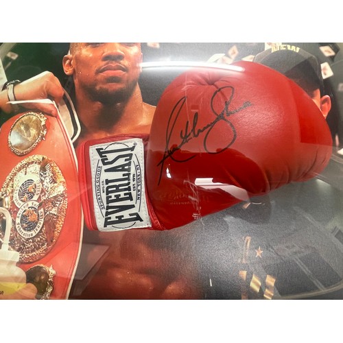 477 - ANTHONY JOSHUA SIGNED EVERLAST BOXING GLOVE Mounted in wood/perspex display case. Includes Certifica... 