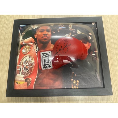 477 - ANTHONY JOSHUA SIGNED EVERLAST BOXING GLOVE Mounted in wood/perspex display case. Includes Certifica... 