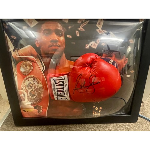 477 - ANTHONY JOSHUA SIGNED EVERLAST BOXING GLOVE Mounted in wood/perspex display case. Includes Certifica... 