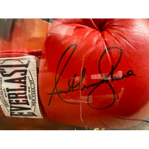 477 - ANTHONY JOSHUA SIGNED EVERLAST BOXING GLOVE Mounted in wood/perspex display case. Includes Certifica... 