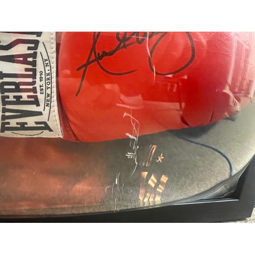 477 - ANTHONY JOSHUA SIGNED EVERLAST BOXING GLOVE Mounted in wood/perspex display case. Includes Certifica... 