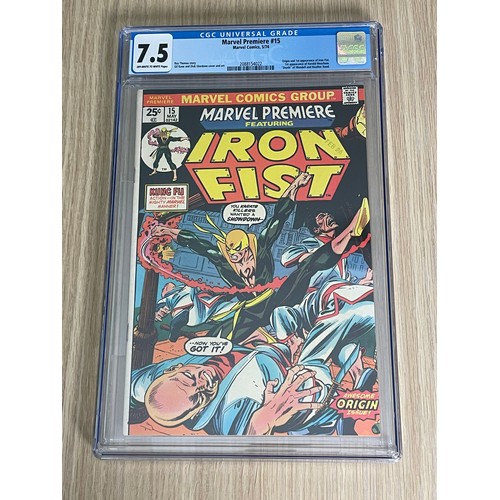 472 - Marvel Premiere #15 featuring Iron Fist. CGC  7.5 Graded Marvel Comic  from 1974. First Appearance a... 