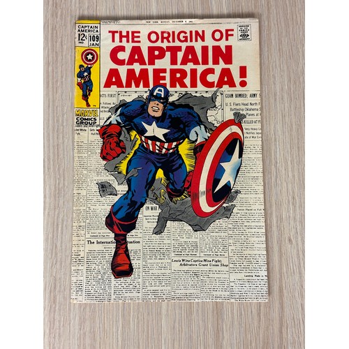 1 - CAPTAIN AMERICA #109 - the origin of Captain America. Iconic Cover Art by Jack Kirby. Very Collectib... 