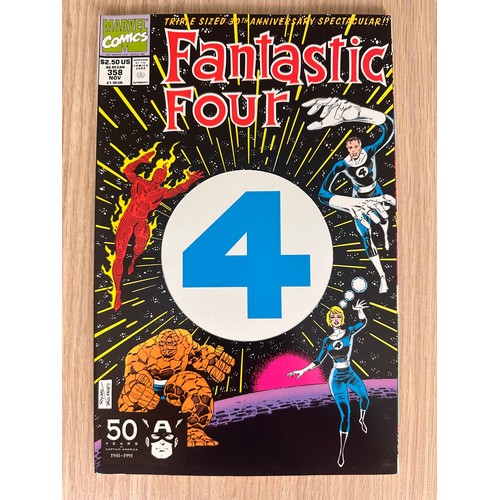 194 - FANTASTIC FOUR #358 - Triple Sized 30th Anniversary Cover with unique cutaway cover. Marvel Comics 1... 