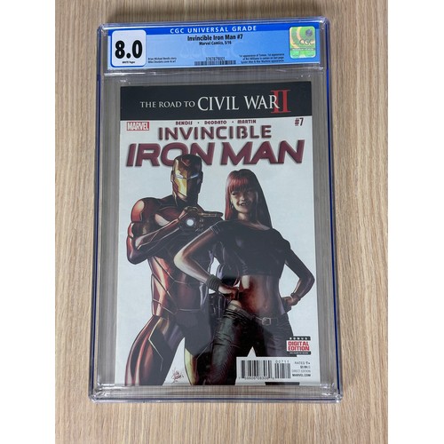 278 - INVINCIBLE IRON MAN Vol.2. #7 CGC 8.0 (1st RiRi Williams). Slabbed CGC Comic. Marvel Comics 2016