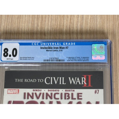 278 - INVINCIBLE IRON MAN Vol.2. #7 CGC 8.0 (1st RiRi Williams). Slabbed CGC Comic. Marvel Comics 2016