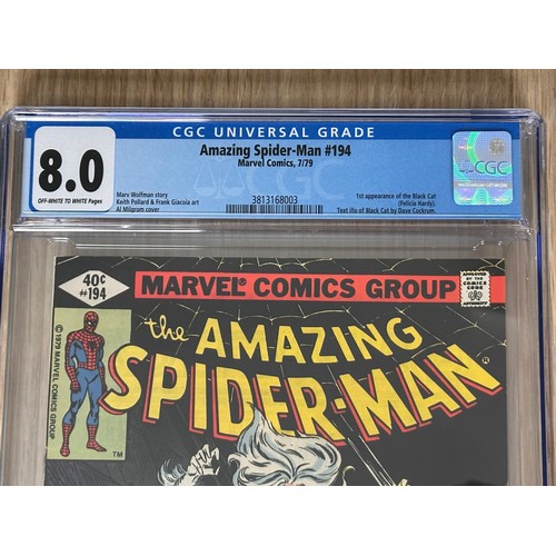 278F - AMAZING SPIDER-MAN #194. CGC 8.0 First Appearance of the Black Cat (Felicia Hardy). An Important Key... 