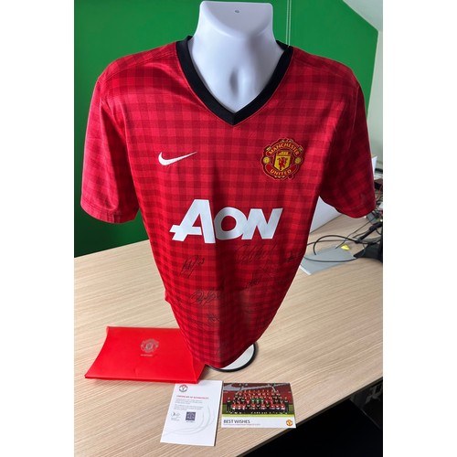 287 - SIGNED MANCHESTER UNITED Official Team Football Shirt from 2012/13 Season. Last Premier League Title... 