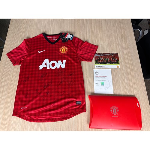 287 - SIGNED MANCHESTER UNITED Official Team Football Shirt from 2012/13 Season. Last Premier League Title... 