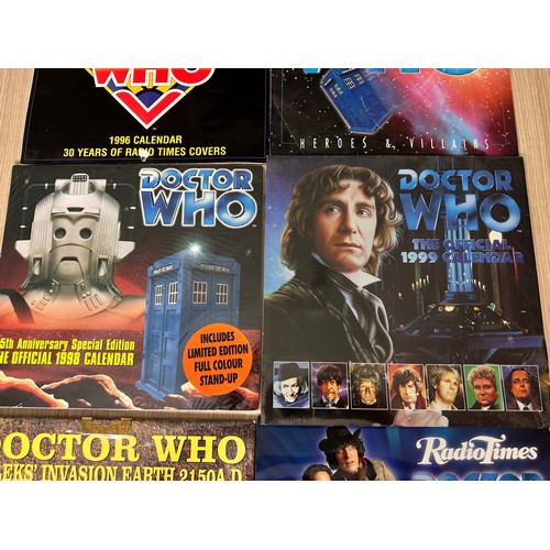 340 - Doctor Who Calendars Bundle from 1996 - 2001. Some still  sealed and unopened.