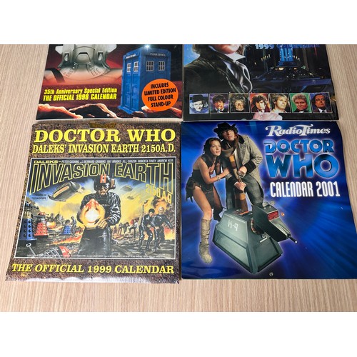 340 - Doctor Who Calendars Bundle from 1996 - 2001. Some still  sealed and unopened.