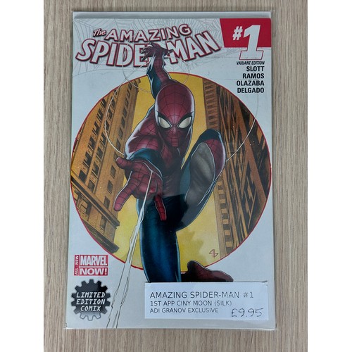 78 - AMAZING SPIDER-MAN #1 Adi Granov Variant. 1st Appearance of Cindy Moon (Silk). Marvel Comics 2014.  ... 