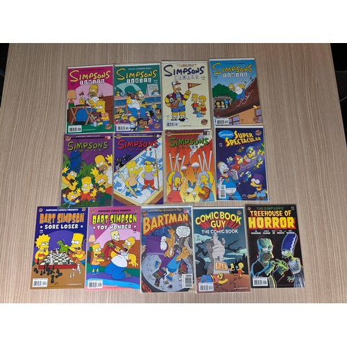 83 - SIMPSONS COMIC BUNDLE. 13 Comics featuring Simpsons and Simpsons related, Includes Bartman #1. Bongo... 