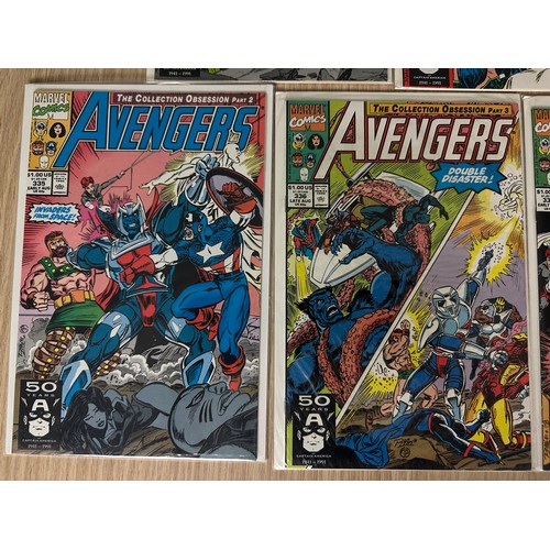 9 - AVENGERS #331 - 339. Marvel Comics 1991. Complete Run, includes complete'The Collection Obsession' s... 