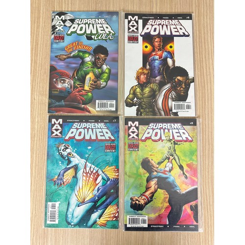 38 - SUPREME POWER #1  - 9, 11 - 18. Max Comics 2003- 2005. Almost complete run. VFN Condition. All Bagge... 