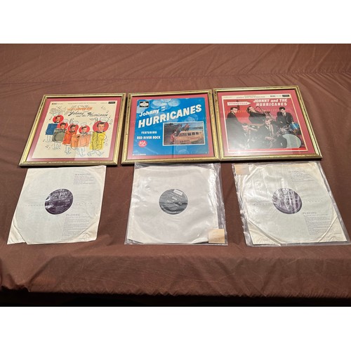 275 - 3 X Jonny and the Hurricanes Vinyl LP's. Framed & Glazed. All EX Plus Condition.