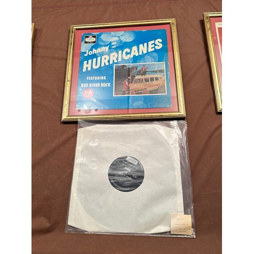 275 - 3 X Jonny and the Hurricanes Vinyl LP's. Framed & Glazed. All EX Plus Condition.