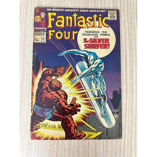 190 - FANTASTIC FOUR #55 - Iconic cover featuring the Thing and Silver Surfer. Marvel Comics 1966. First i... 