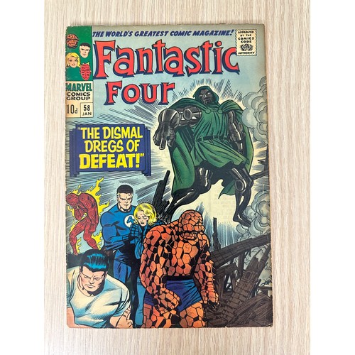 192 - FANTASTIC FOUR #58  - Cover Art featuring Doctor Doom. Marvel Comics 1967 - Silver Age Comic. VG+ Co... 