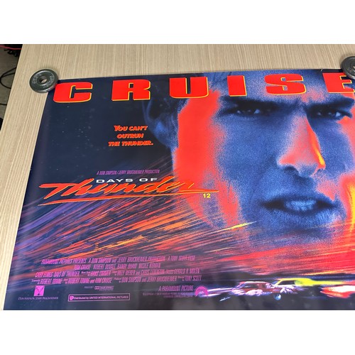 256 - DAYS OF THUNDER - ORIGINAL QUAD UK MOVIE FILM CINEMA POSTER for the 1990n Film. Some light edge wear... 