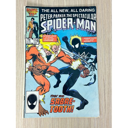 339 - PETER PARKER THE SPECTACULAR SPIDER-MAN #116. 1st Full App of The Foreigner. Marvel Comics 1986. VG/... 