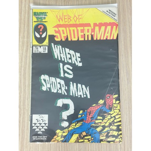 346 - WEB OF SPIDER-MAN #18. 1st Cameo App of Eddie Brock. Marvel Comics 1986. VG/FN Condition. Bagged & B... 