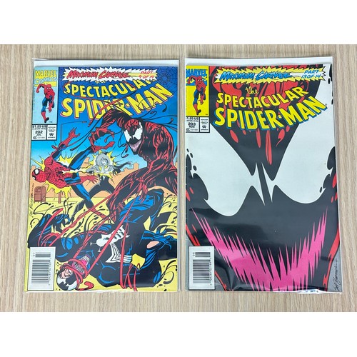 342 - PETER PARKER: THE SPECTACULAR SPIDER-MAN #202 + 203. Maximum Carnage parts 9 and 13. Marvel Comics 1... 